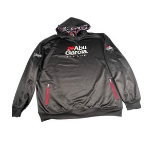 Abu Garcia For Life Embroidered Hoodie Sweatshirt Men's Size XXL Black Fishing